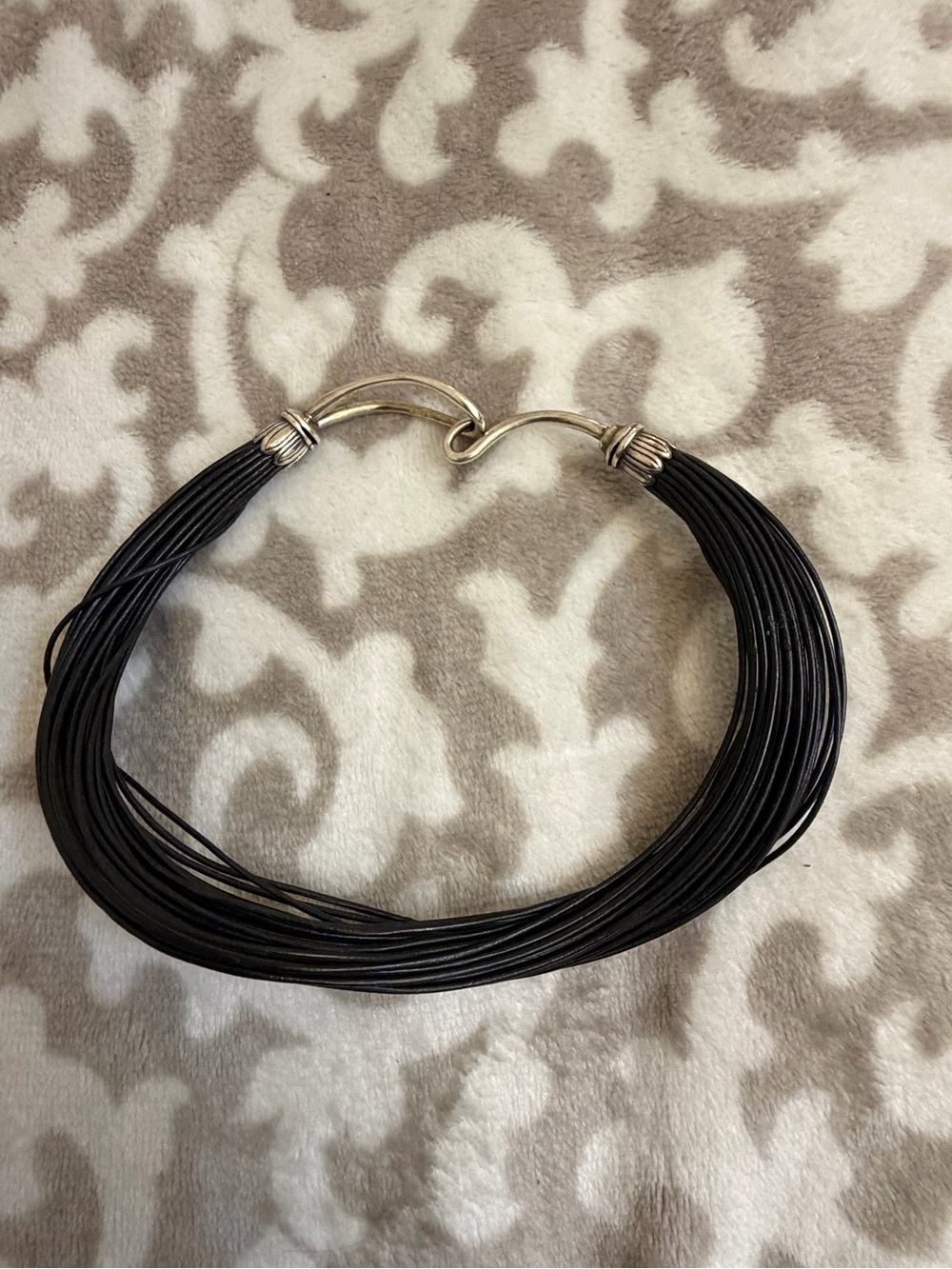 Authentic Chan Luu Multi Strand Black Cord Collar Statement Necklace 27.5g